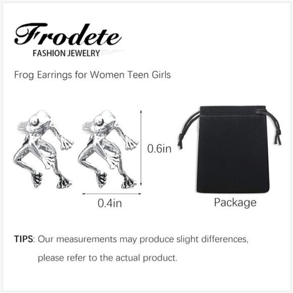 Frog Earrings Stud Animal Earrings Jewelry - Picture 4 of 7